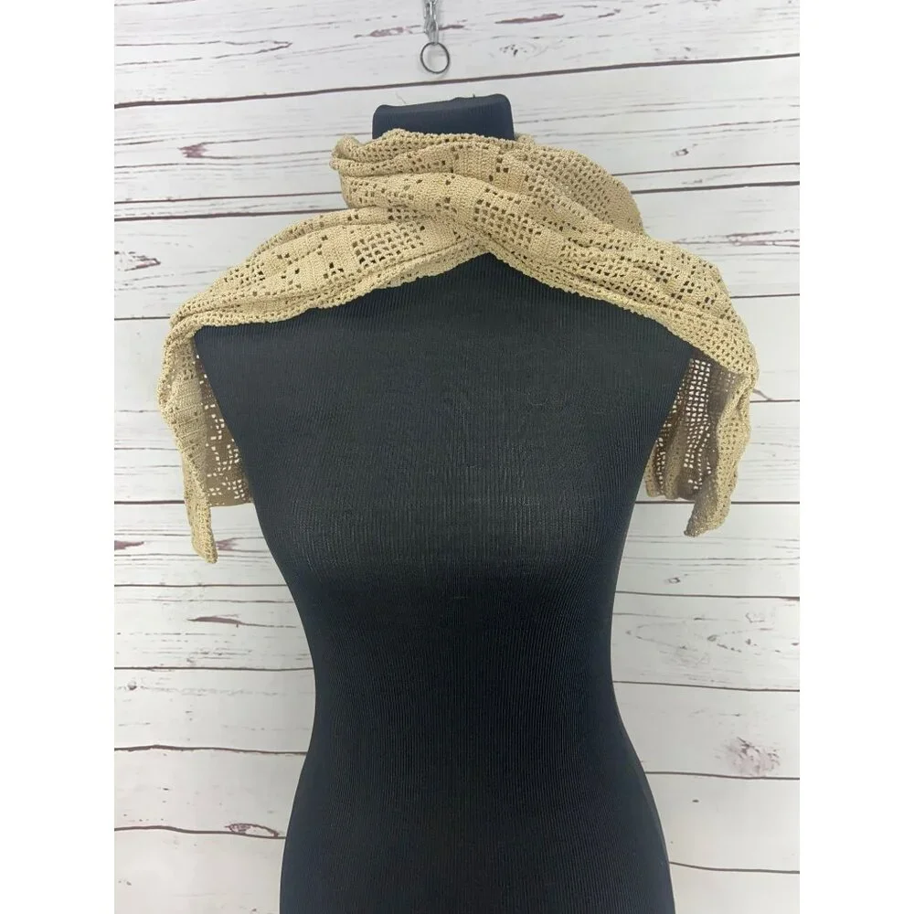 Handcrafted Beige Crochet Scarf‎ Wrap